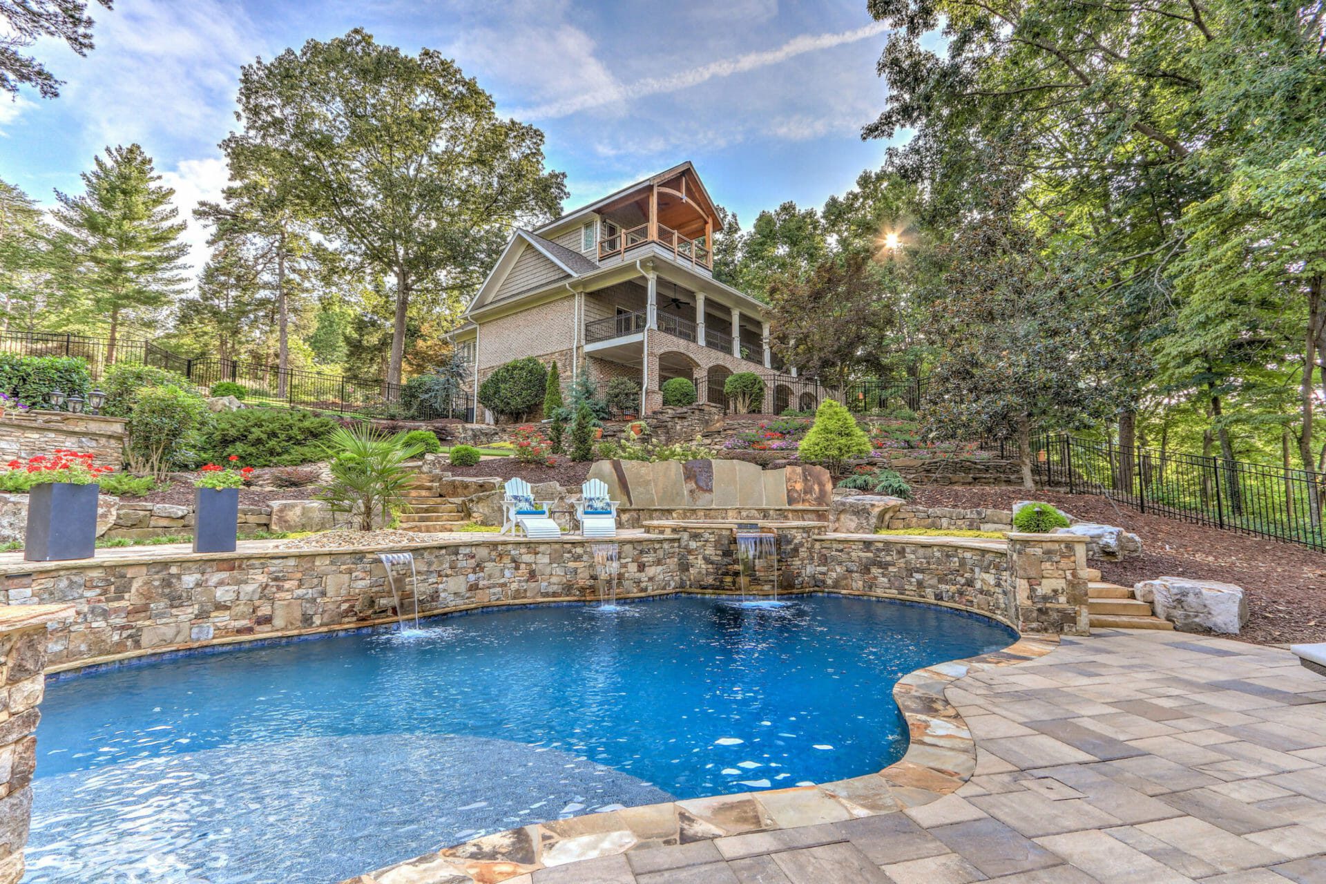 Large patio with pool in Flowery Branch